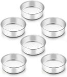 TeamFar 6 Inch Cake Pan, 6 Pcs Cake Pan Set Round Baking Pan Stainless Steel for Baking Steaming Serving, Fit in Oven Pressure Cooker Air Fryer, Healthy & Heavy Duty, Easy Clean & Dishwasher Safe