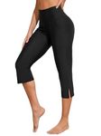 ATTRACO Womens Swim Capris Swimming Pants for Women Capri Swim Pants for Women Swim Leggings for Women Swim Tghts, Black, Large