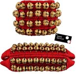 SKSM Ghungroo (40 + 40) Red pad 4 Line Ghungroo double string with Cushion Pads | Bell, Ghungru,Anklet Bell,Salangai,Chilanka | Paijania Kuchipudi, Bharatanatyam dance,Bharata Muni (4 Line DS)