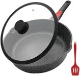 AIKENBBKK Aluminum Nonstick Frying Pan 28cm with Lid, Non Stick Skillet with Removable Handle, Deep Saute Pan for All Hobs, Dishwasher& Oven Safe (Black)