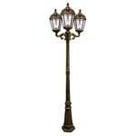 GAMA SONIC GS-98B-T-WB Royal Bulb Triple Head Lamp Post 3 Outdoor Solar Lights on Pole, Weathered Bronze, Brown