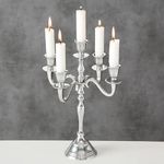 Home Trends India Candle Stand I 5 Arms Aluminum Candle Stand I Shinny Polished I Classic 5 arm candelabras I 12 Inch