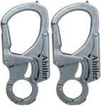 Ahiller 3" Carabiner Keychain Clip, Rugged Alloy Double Lock Design - Tungsten Steel Spike - Multi Tool Caribina, Small Key Ring Clip for Camping Hiking Fishing Outdoor Survival [Deep Alloy-2P]