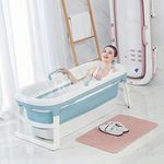 ADVANLUXE 138CM Adults Portable Folding Bathtub with Cover Efficiently Maintaining Hot & Cold Temperature Bathtub, Household Freestanding Thick Bathtub for Children Twins Adult