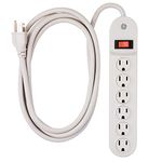 GE Indoor 6-Outlet Grounded, 55253 Power Strip, 9 Ft Cord, White