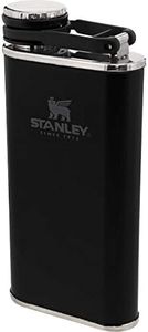 Stanley STA0837123 Classic Flask 8oz with Never-Lose Cap, Wide Mouth Stainless Steel Hip Flask for Easy Filling & Pouring, Insulated BPA-Free Leak-Proof Flask Matte Black