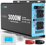 FLAMEZUM 3000w Pure Sine Wave Power Inverter DC 12V to AC 240V Voltage Converter with 2 AC Outlets,1 USB-A Port,1 USB-C Port,LCD Remote Control,for Motorhomes,Trucks,Boats,Camping,6000W Peak