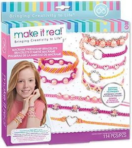 Make It Real - Macrame Friendship Bracelet Making Kit for Girls - Kids String Bracelet Making Kit - Friendship Bracelet Craft Kit w/ Thread, Beads & More - DIY Bracelet Kit for Girls 8-10-12-14
