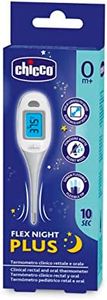 Chicco Flex Night Plus, Termómetro Digital rápido, Pantalla Retroiluminada Oscuridad, Punta Flexible, para Bebés y Niños, Tiempo Medición 10 Segundos