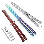 WAZG 3 PCS Butterfly Knife Trainer, Stainless Steel Practice Butterfly Comb, Unsharpened Balisong for Beginners Training Flipping Tricks