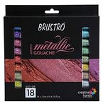 BRUSTRO Artists Metallic Gouache Paint Set of 18 x 12ml