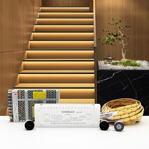 KOMIGAN KMG-3233 Intelligent Motion-Activated LED Stair Lighting Kit, Cuttable LED Strip Light for 36" & 42" Wide Indoor Stair Treads (Warm White 3000K,12 Stairs)