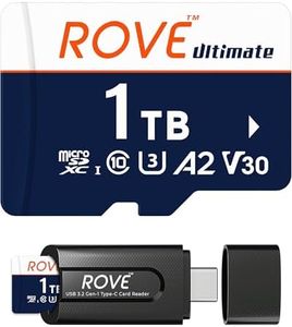 ROVE Ultimate 1TB Micro SD Card microSDXC Memory Card with USB 3.2 Type C Card Reader 160MB/s C10, U3, V30, 4K, A2 for Dash Cam, Android Smart Phones, Tablets, Games