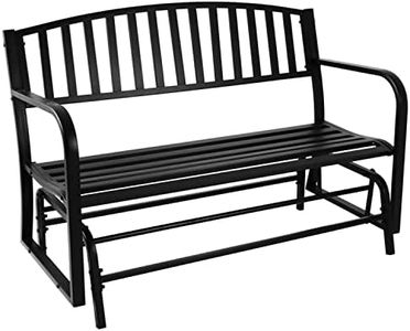 Sunnydaze 50-Inch 2-Person Glider Garden Bench - 615-Pound Weight Capacity - Black