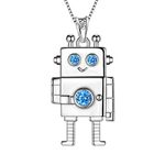 Aurora Tears Robot Pendant Necklace/Stud Earrings 925 Sterling Sliver Cool Robot Cubic Zirconia Jewelry for Robotic Lovers Men and Women, Sterling Silver, Cubic Zirconia