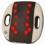 GHK H90 Shiatsu Back, Neck, Calf 12 Ball Multifunction Massage Cushion Machine for Car, Home & Office Use Car Adaptor & Electric Adaptor Inclusive (Cream colour)