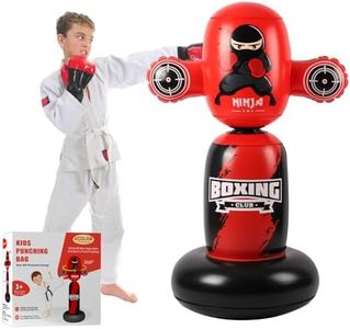 VCOLAN Punching Bag for Kids,48inch Kids Punching Bag,New Upgraded 360°Rotating Inflatable Boxing Bag Ninja Toy for Boys, Christmas Birthday Gift for Kids Age 3-6