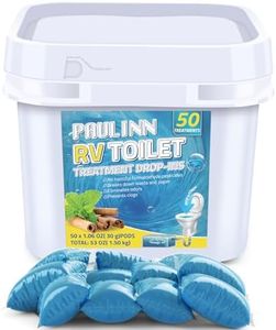 PAULINN RV Toilet Treatment Drop Ins, 50 Packs Septic Tank Treatment Pods Holding Tank Deodorizer for RV Black & Grey Water Tank Camper Marine Boat Camping