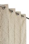 FURNADO Premium Jacquard Fabric Room Darkening Checked Design Curtains 7 Feet for Door, Beige, 3 Pieces