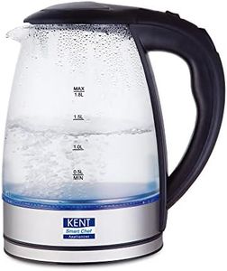 KENT Elegant Electric Glass Kettle (16052), 1.8L, Stainless Steel Heating Plate, Borosilicate Glass Body, Boil Drying Protection