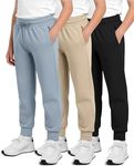 Real Essentials 3 Pack: Boys Youth Teen Active Athletic Basic Soft Kids Sports Fleece Jogger Soccer Track Gym Running Slim Pajama Sweatpants Casual Pantalones Winter Pockets-Set 11,L(14-16)