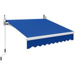 Outsunny 8' x 7' Manual Retractable Sun Shade Patio Awning Outdoor Deck Canopy Shelter, Blue
