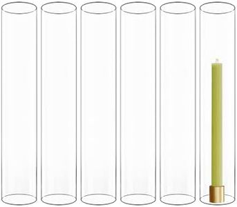 CYS EXCEL 6 PCS (H:14" D:2.5") Open Ended Glass Hurricane Candleholder Tube Shade | Multiple Size Choices Open Flame Candle Chimney Tube Cover | Bottomless Cylinder