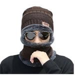 Brand Conquer Wool Beanie Cap & Muffler For Mens & Women Winter Cap For Men Mens Woolen Cap With Neck Muffler Winter Muffler For Women Soft Woolen Muffler & Cap For Men & Women (Brown, Free Size)