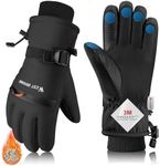 CYCLESPEED Ski Gloves for Men Women Waterproof Thermal Winter Glove Adult Unisex Snow Gloves for Skiing Snowboarding, Snowmobiling, Winter Hiking Outdoor Walking (Black, M)