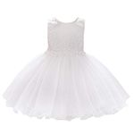 Dressy Daisy Baby Girls Wedding Flower Girl Dress Lace Pageant Gown Special Occasion Birthday Tulle Skirt Size 12-18 Months White 425