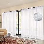 MIULEE 2 Panels Outdoor Indoor White Sheer Curtain Waterproof Privacy Voile Grommet Top Extra Wide Drape for Patio, Porch, Pergola, W100 by L84 Inch