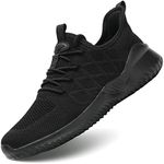 Mens Running Shoes Slip-on Walking Tennis Sneakers Lightweight Breathable Casual Soft Sole Mesh Workout Sports Shoes, Black, 10