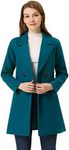 Allegra K Women's Notched Lapel Double Breasted Raglan Winter Coats Lake Blue Small