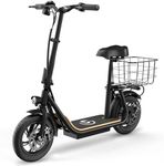 Electric Scooter for Adults, Foldable Commuter Scooter with Adjustable Seat, 500W Brushless Motor, 20MPH & 30 Miles Range, 12" Pneumatic Tire E-Mopeds with LCD Display & Carry Basket, 265lbs Max Load