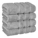 American Soft Linen Hand Towels, Hand Towel Set of 4, 100% Turkish Cotton Hand Towels for Bathroom, Hand Face Towels for Kitchen, Light Grey Hand Towel