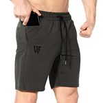 ZENWILL Mens Gym Running Shorts,Hidden Zip Cotton Men's Workout Athletic Shorts with Pockets(Olive Gray,Small)