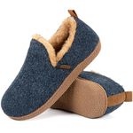 LongBay Women's Fuzzy Felt Slippers Memory Foam Closed Back Ladies Slippers with Warm Fleece Lining Indoor Outdoor House Shoes, Anti-Slip Rubber Sole