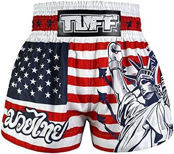 Tuff Sport Muay Thai Shorts Boxing Shorts MMA Kickboxing Traditional Styles Nation Shorts (M, TUF-MS662-NVB) Medium