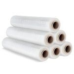 Stretch Pallet Plastic Shrink Wrap roll Clear 400mm×300m 17mu(6Roll) Heavy Duty Strong Cling Film Water Moisture Proof Packaging for Industrial,Warehouse,House Moving,Luggage,Furniture Protect,Storage