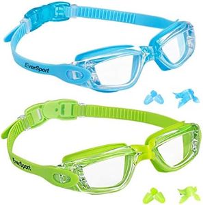 EverSport Kids Swim Goggles, Pack of 2 Swimming Goggles for Children Teens, Anti-Fog Anti-UV Youth Swim Glasses Leak Proof for Age4-16