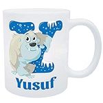 Y for Yusuf, Y for Yeti Themed Boys Personalised Plastic Unbreakable Kids Cup/Mug, Toddler Cup