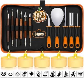 NESSTU Pumpkin Carving Kit with Stencils, 31 PCS Halloween Pumpkin Carving Tools, Professional Pumpkin Carving Set, Heavy Duty Stainless Steel Jack-O-Lanterns Pumpkin Carving Knife for Kids Adults