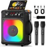 24H Battery Karaoke Machine - Real-Time Mics & Bluetooth 5.3, 49 RGB Light Effects, 50W Karaoke Speaker with Subwoofer, TWS, Supports USB, TF, AUX, TV & Recording, for Party, Home & Outdoor (2 Mics)