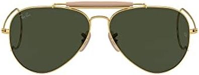 Ray-Ban RB3030 Outdoorsman I Aviator Sunglasses, Polished Gold/G-15 Green, 58 mm