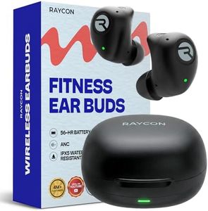Raycon Fitness Bluetooth True Wireless Earbuds with Built in Mic 56 Hours of Battery, IPX7 Waterproof, Active Noise Cancellation, Awareness Mode, and Bluetooth 5.3 (Black)