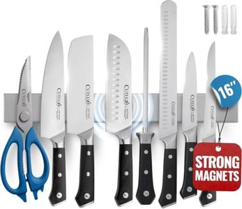Cutluxe Magnetic Knife Holder for Wall and Fridge - 16" Stainless Steel Knife Magnetic Strip - Holds up 15 lbs, Easy to Mount, With Strong Magnets or Screws