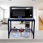 D&V ENGINEERING - Creative in innovation Metal Multipurpose Microwave Oven Stand For Kitchen Countertop Storage Organizer- Black (1-Tier), Step Shelf
