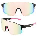 Sport Sunglasses, Polarized Sunglasses for Women Men UV400 Protection Cycling Glasses for Running Road Bike Hiking Baseball (Pink)