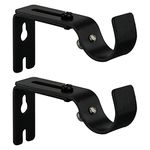 Adjustable Brackets for Curtain Rod, 1” Heavy Duty Curtain Rod Holder Set of 2 for Bedroom Living Room Kitchen (2PCS, Black)