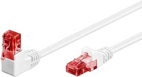 Goobay 51522 CAT 6 Patch Cable 90 Degree Male Network Ethernet PlayStation Xbox LAN Cable DSL U/UTP RJ45 Plug White 1 Metre